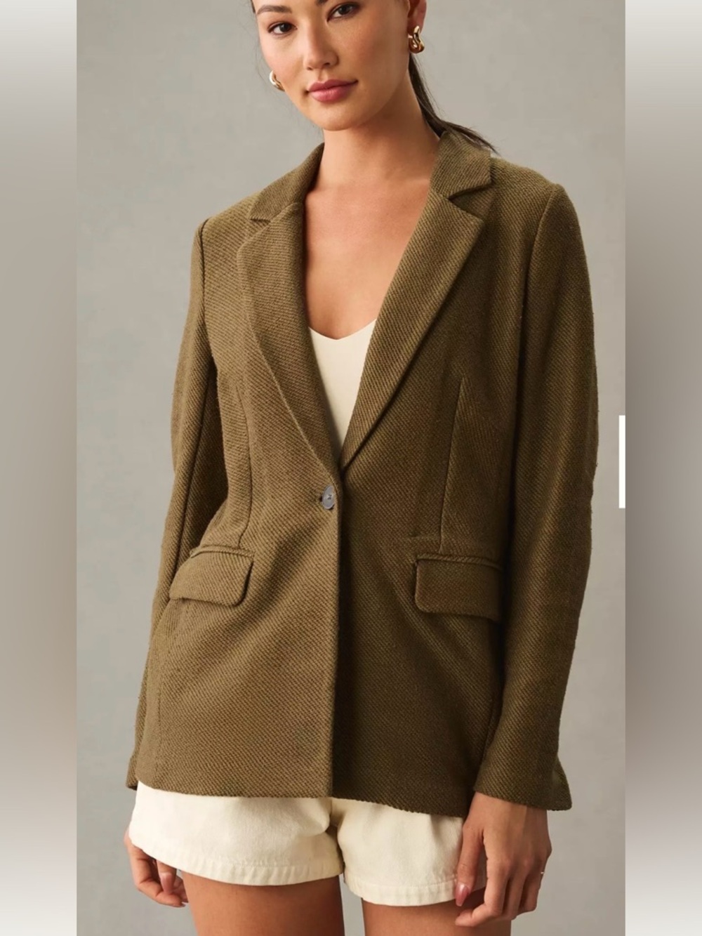 Sanctuary X Anthropologie Bryce Knit Blazer Moss Womens Small Olive  Business